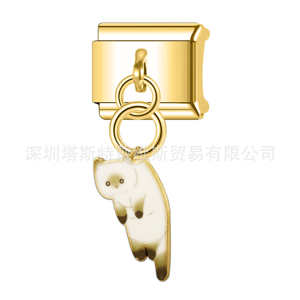 Wholesale 9mm Italian Charm Starter Bracelets DIY square Single Section Creative Stainless Steel Composable Bracelet