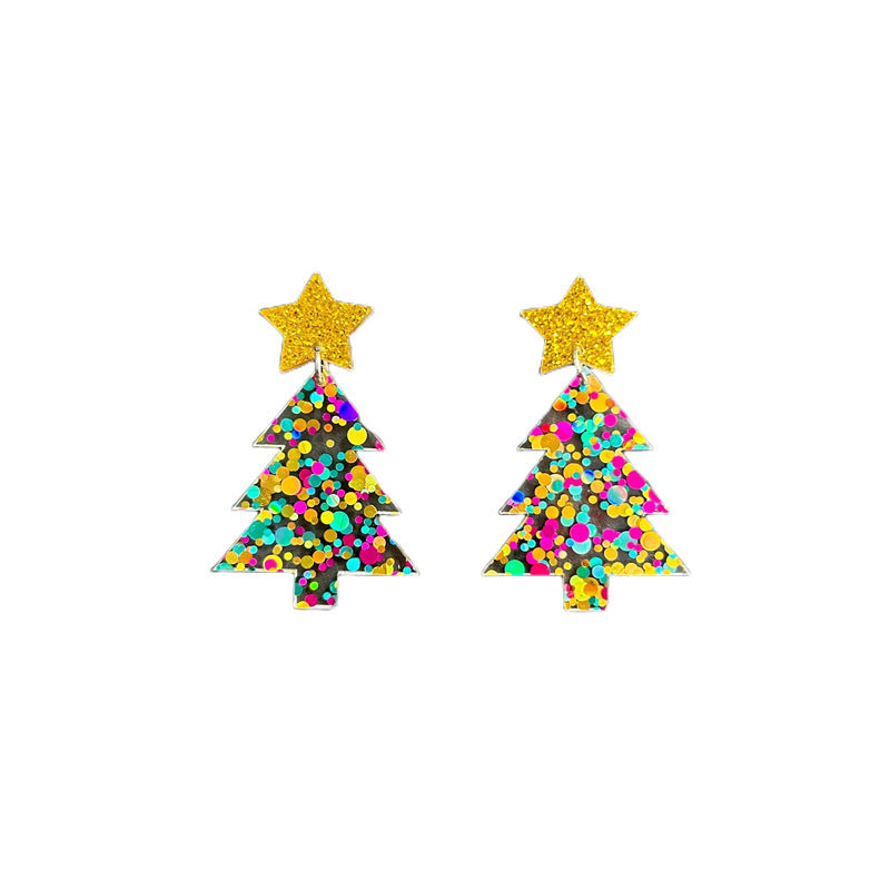 Wholesale Christmas Tree Rainbow Koala Dinosaur Cactus Gingerbread Man Acrylic Earrings ACC-ES-XP012