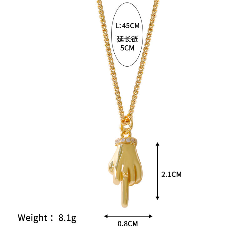 Wholesale Stainless steel gesture LOVE copper plated 18k micro set zircon clavicle chain