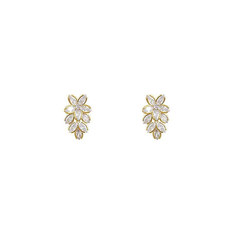 Wholesale Micro-inlaid Zircon Flower Tassel Earrings