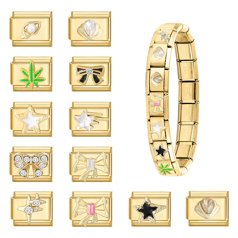 Wholesale 9mm Italian Charm Starter Bracelets DIY square Single Section Creative Stainless Steel Composable Bracelet