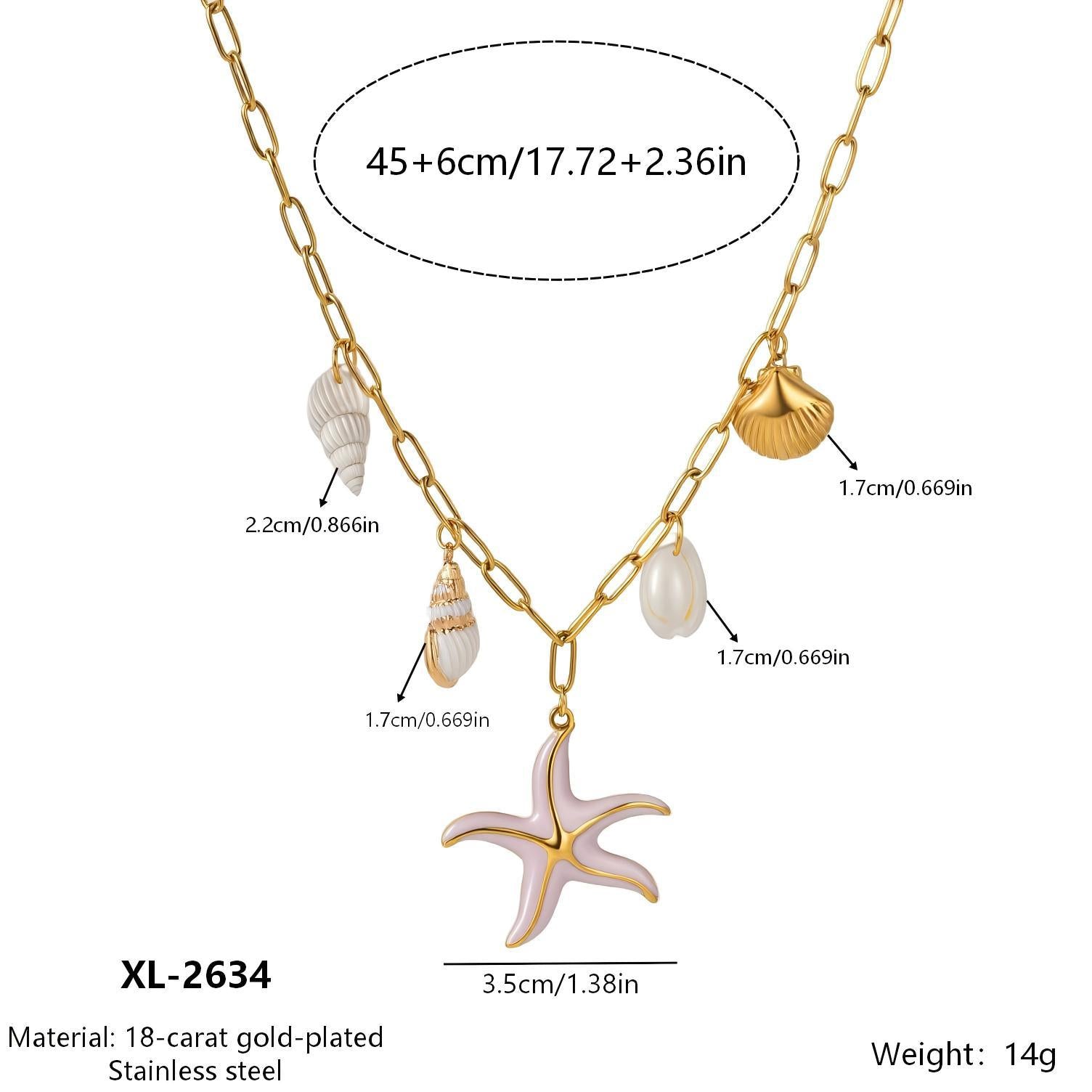 Wholesale Oceanic Resort Style Stainless Steel Necklace with Shells,  Starfish,  and Pearls