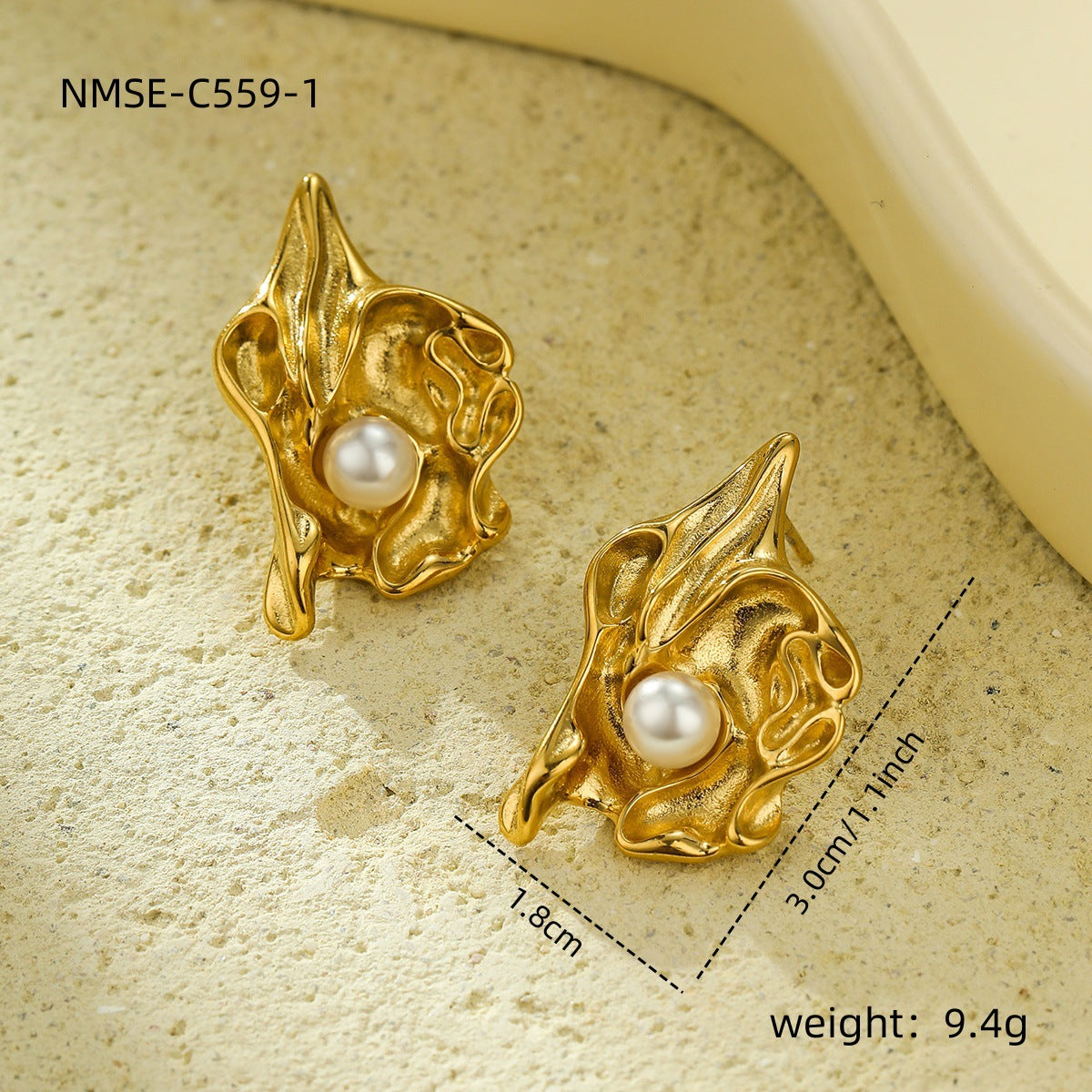 Wholesale stainless steel earrings geometric flowers pearl  earrings