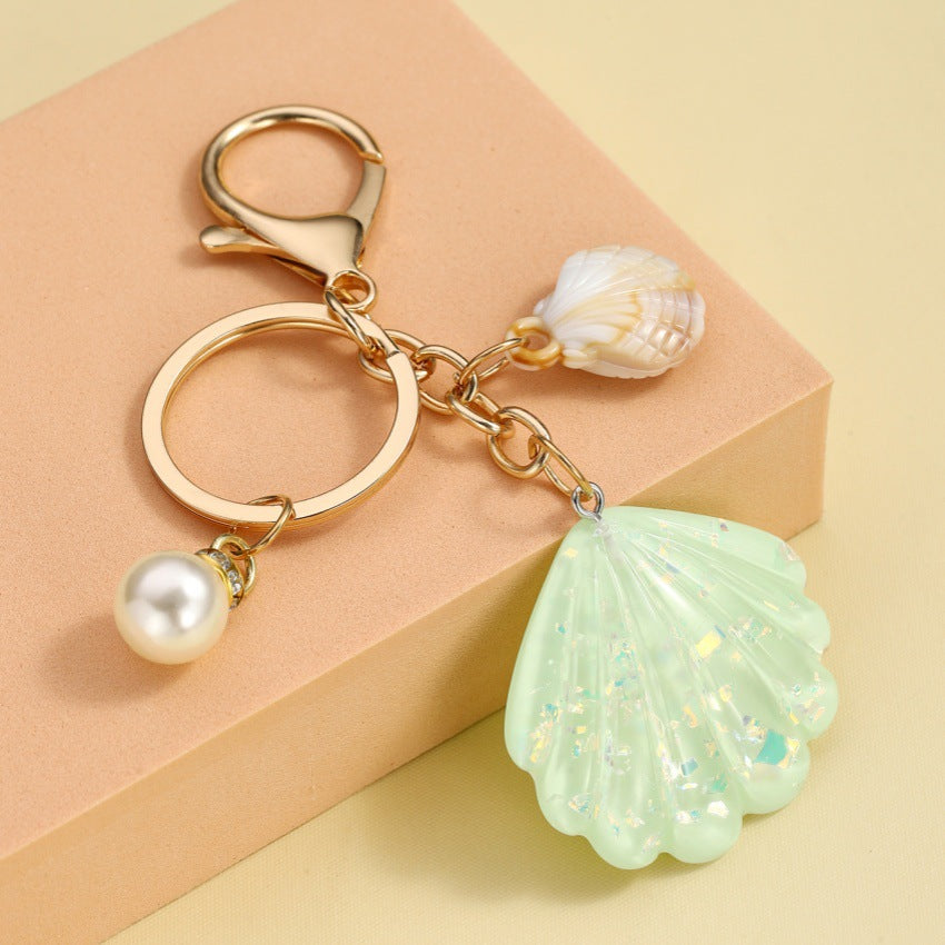 Wholesale Pearl Shell Keychain Diamond Pearl Ocean Series Keychain