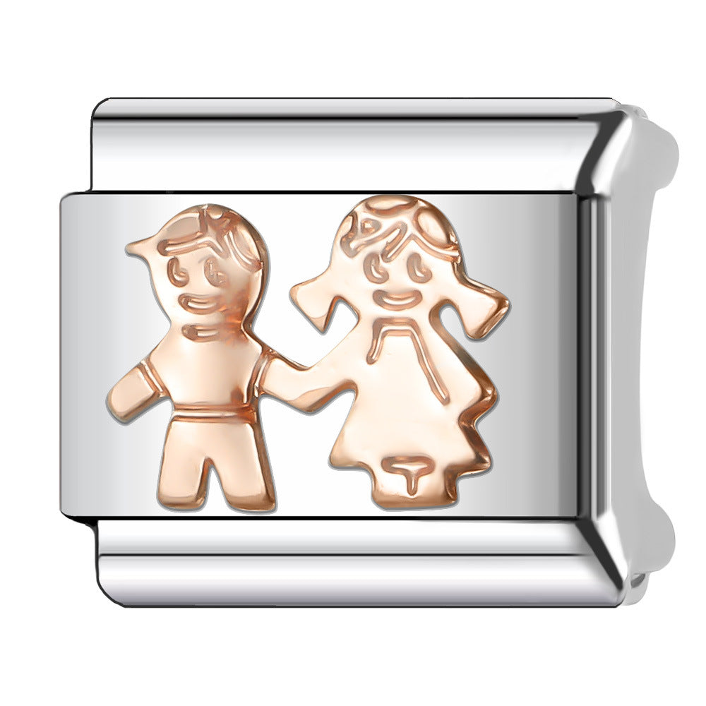 Wholesale Italian Charm Bracelet 9mm DIY Splicing Creative Pattern Stainless Steel Composable Bracelet