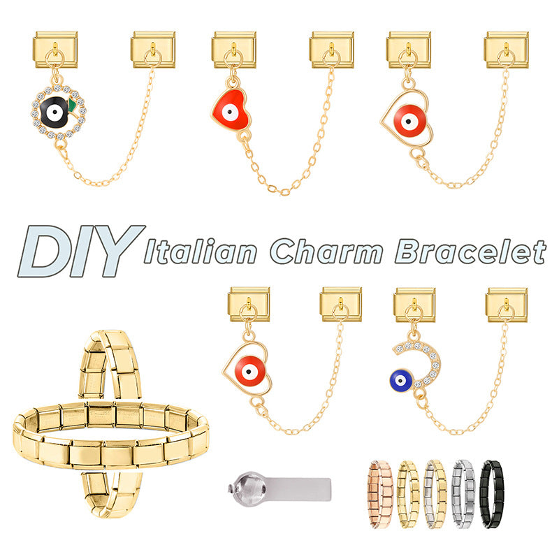 Wholesale Italian Charm Bracelet 9mm DIY Splicing Double Pendant  Stainless Steel Composable Bracelet
