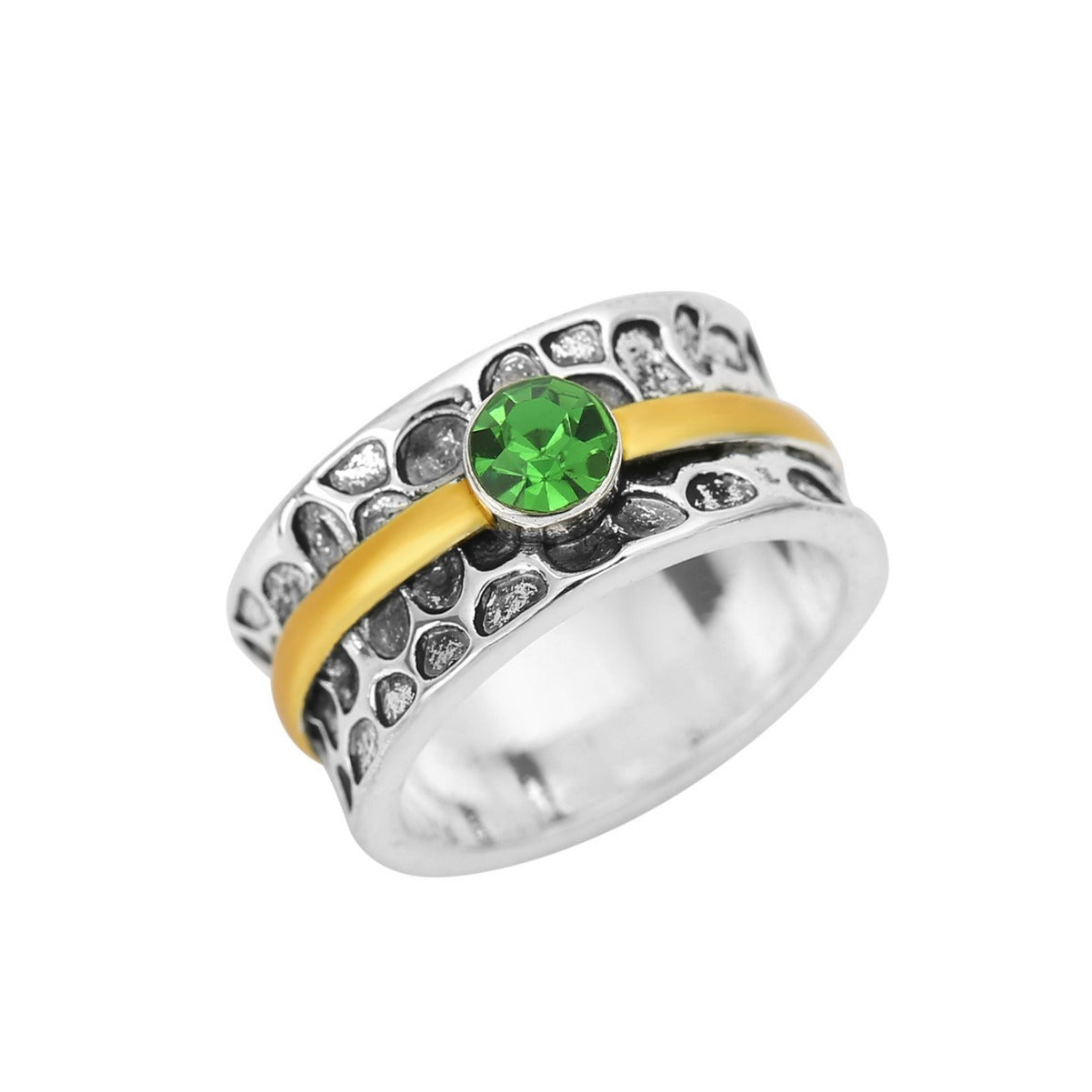 Wholesale  Two-color Personality Ring  Retro Pattern Anaglyph Ring