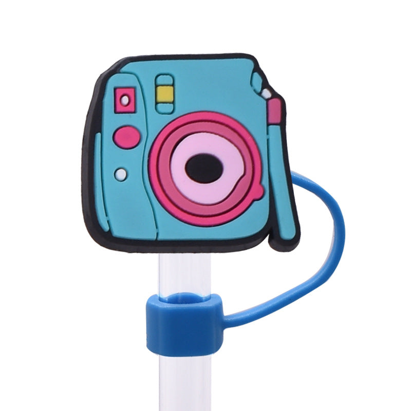 Wholesale Random 100pcs Creative dustproof cartoon Straw Cover Straw Tube Cap