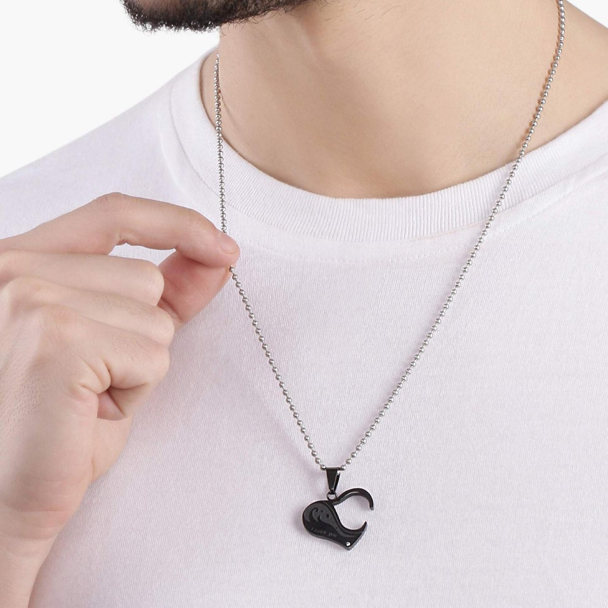 Wholesale stainless steel couple  heart shaped necklace