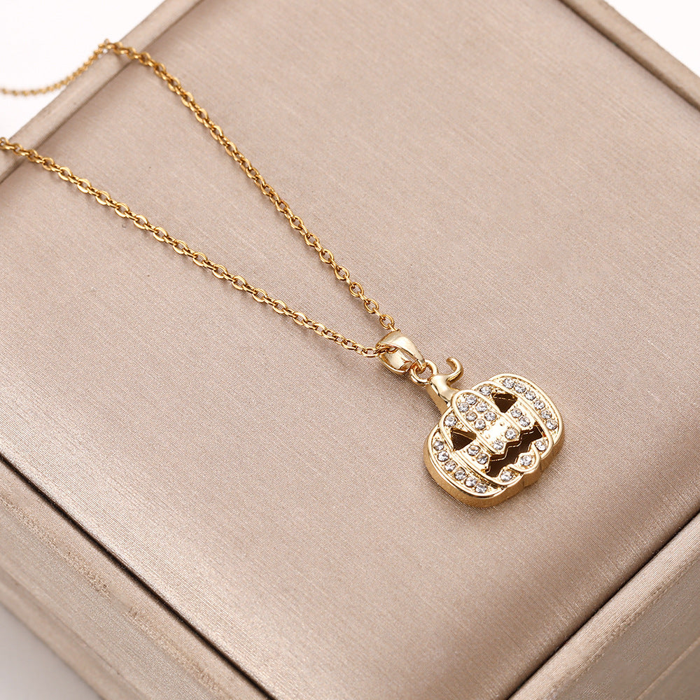 Wholesale Stainless Steel  Cartoon Pumpkin Necklace