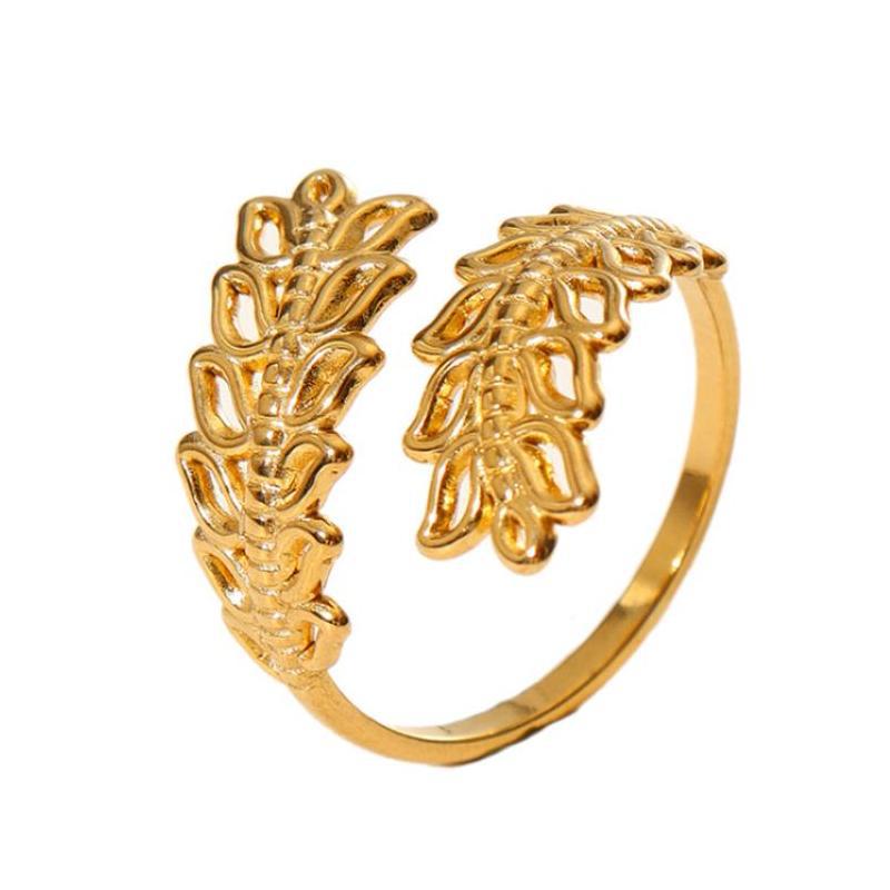 Wholesale Leaf Geometric Stainless Steel Rings 18k Gold Plated Rings ACC-RS-MuC013