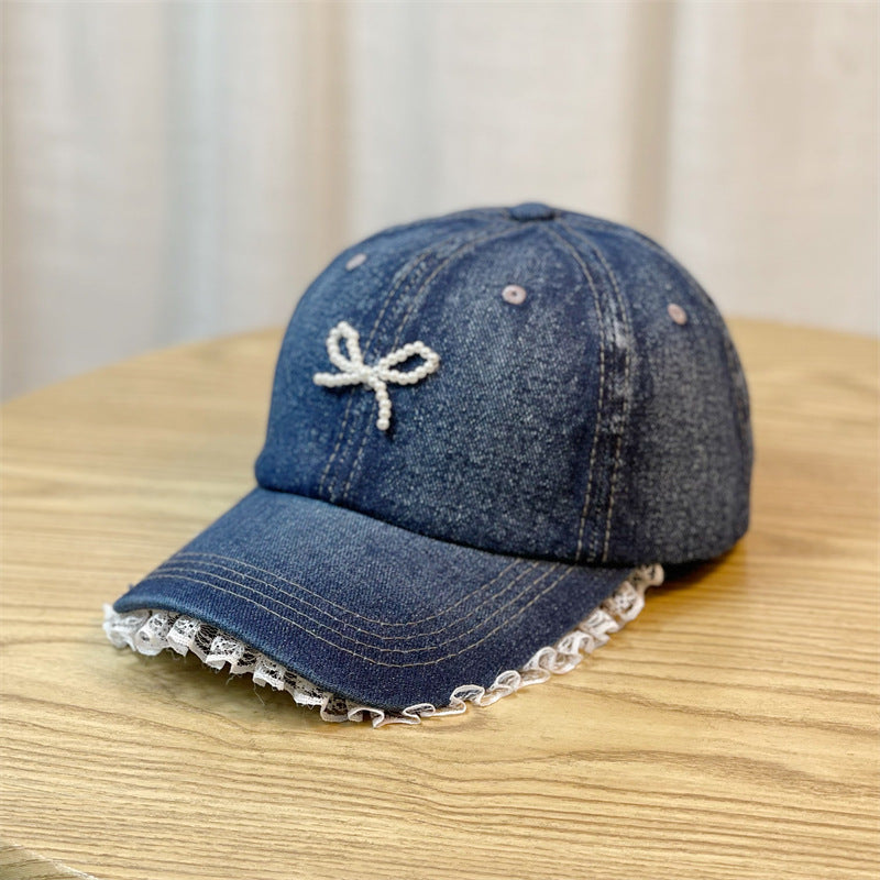 Wholesale Lace trim denim baseball cap