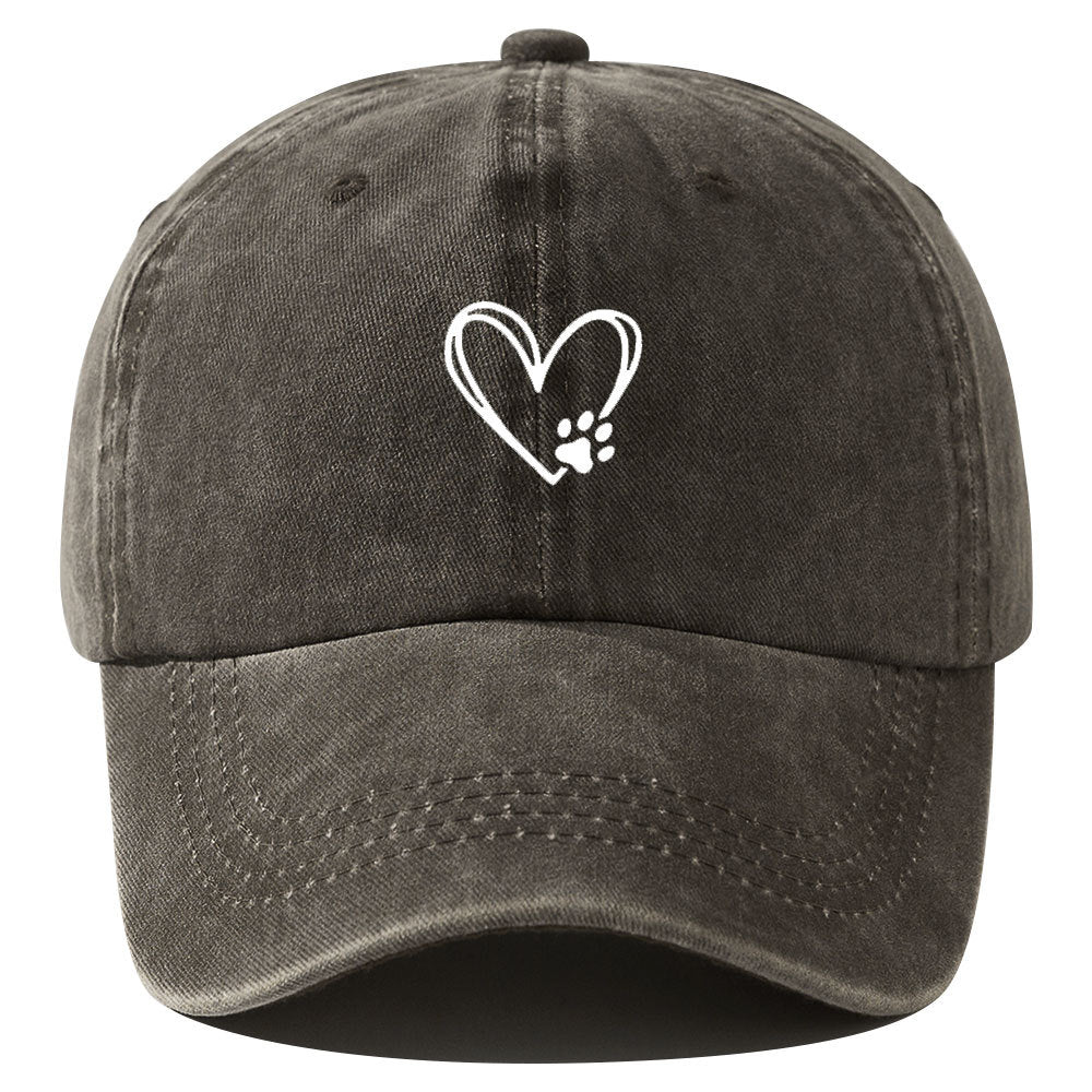 Wholesale Love Dog Paw Print Solid Color Washed Baseball Cap Hat ACC-HT-BenDe002