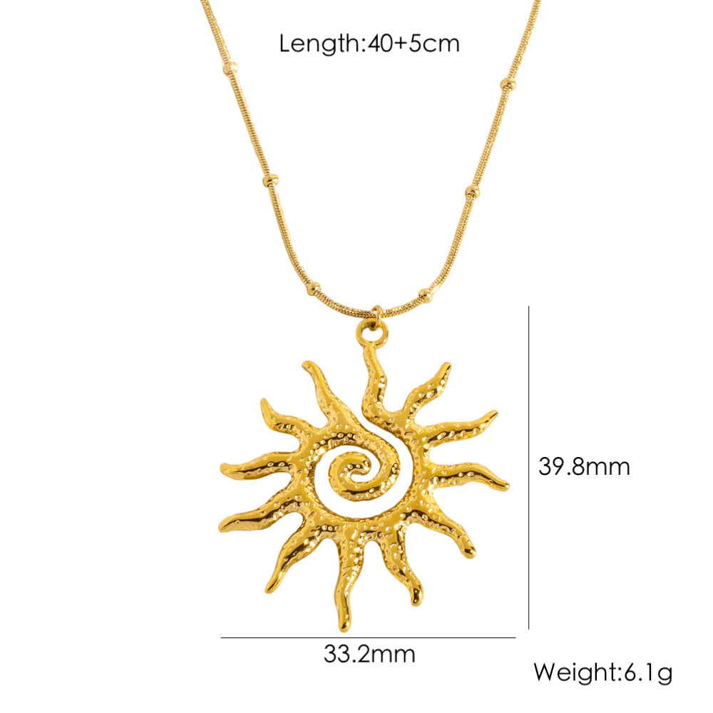 Wholesale Titanium steel  jewelry plated 18K gold fire sunflower love pendant necklace