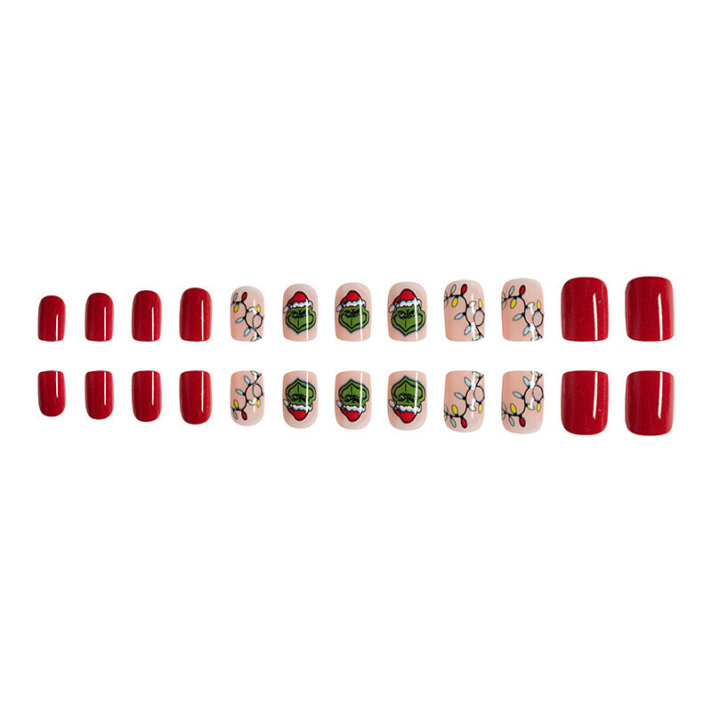 Wholesale 24 Pieces/box Christmas Lights with Manicure Press-on Nails Kits Nail Stickers ACC-NS-GuaiXL024
