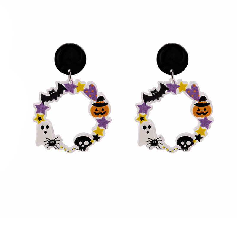 Wholesale Halloween Pumpkin Head Ghost Spider Web Earrings ACC-ES-MDD038