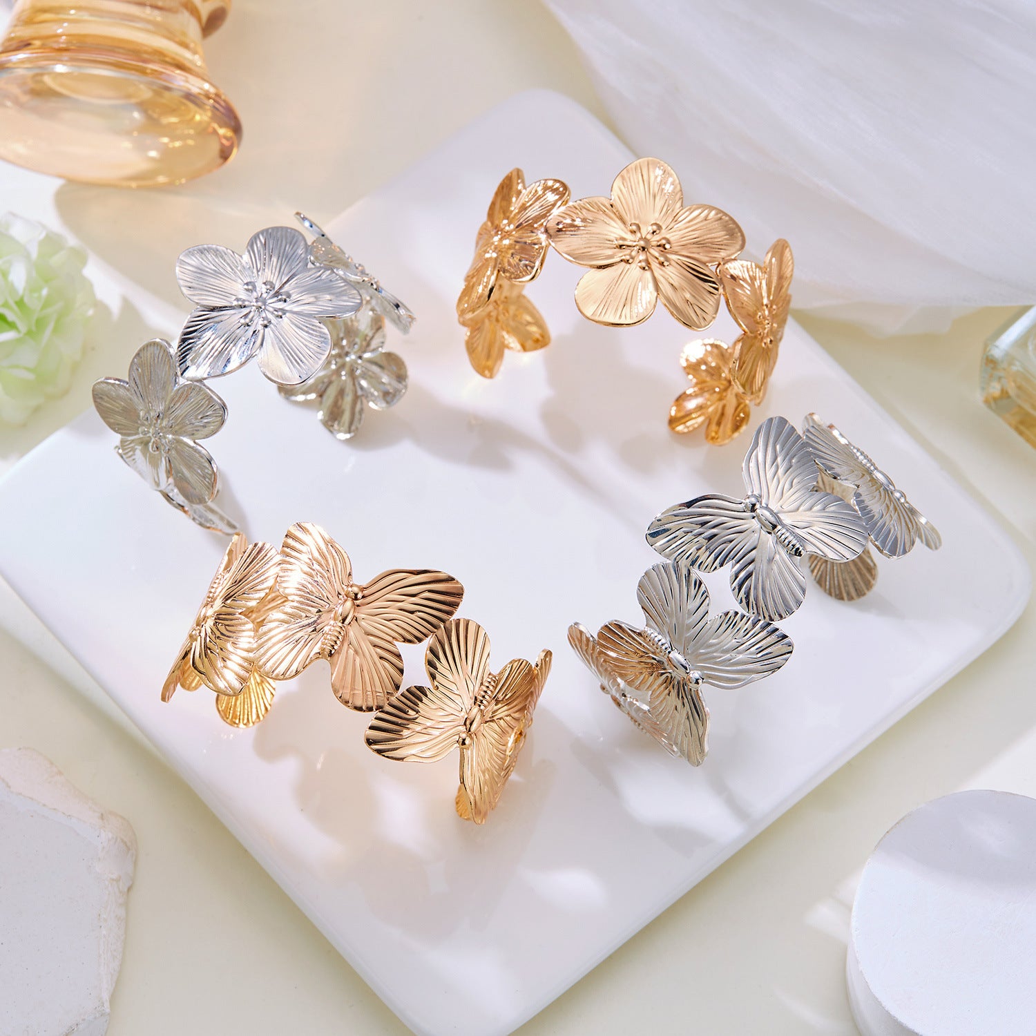 Wholesale  Golden Butterfly Flower Bracelet