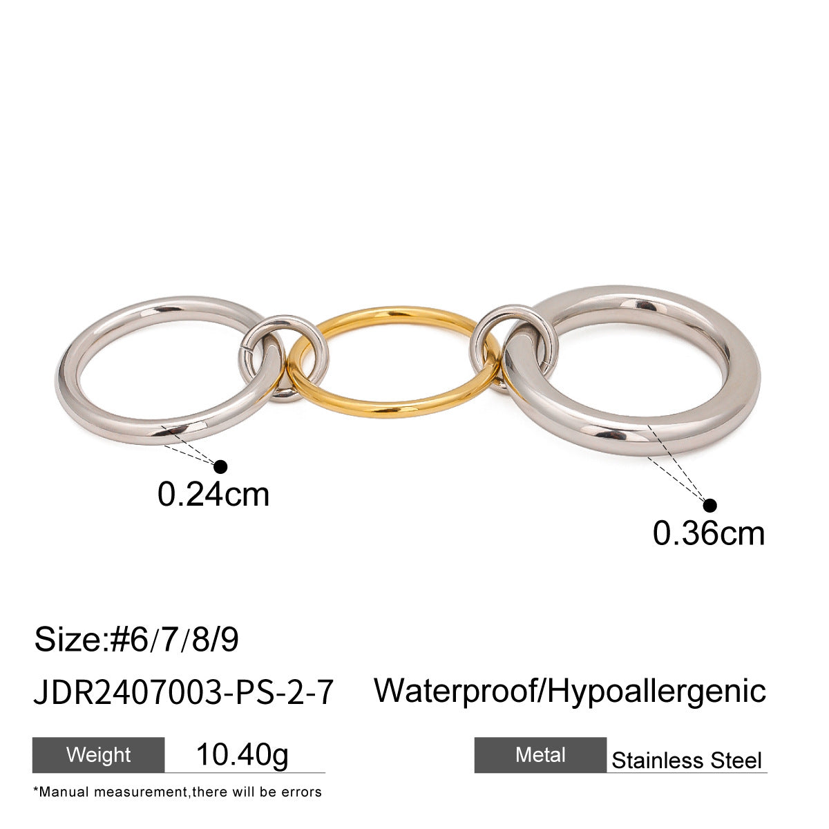 Wholesale Stainless Steel Stacked Pearl Ring