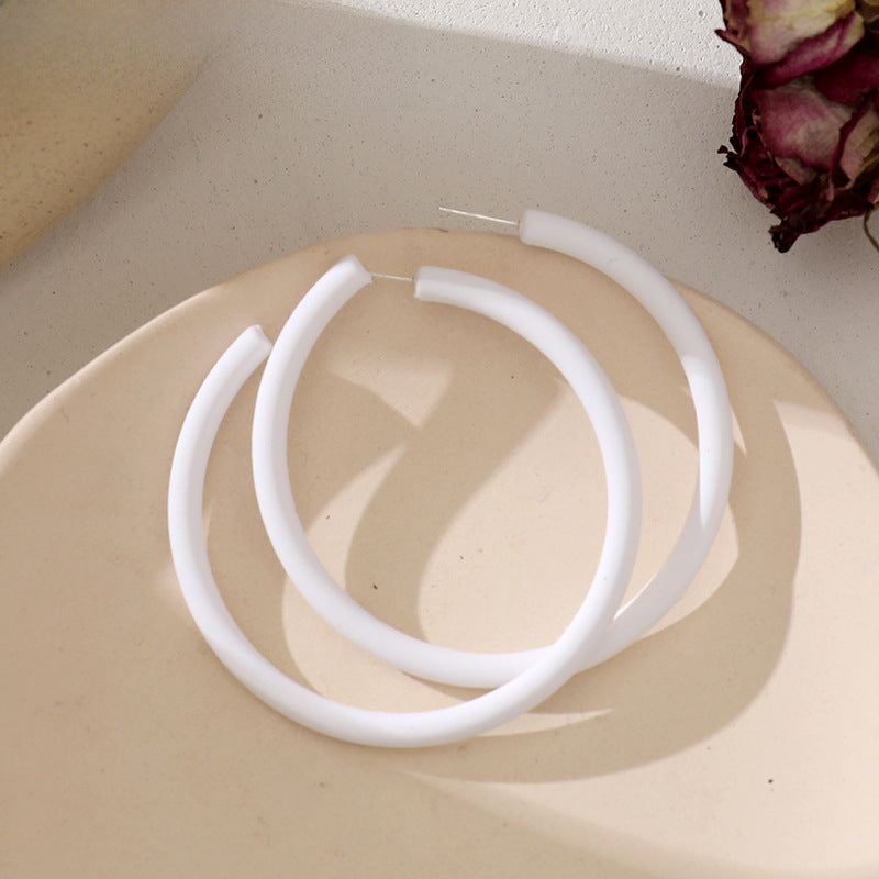 Wholesale 925 silver needles semi-round candy color C- shaped earrings