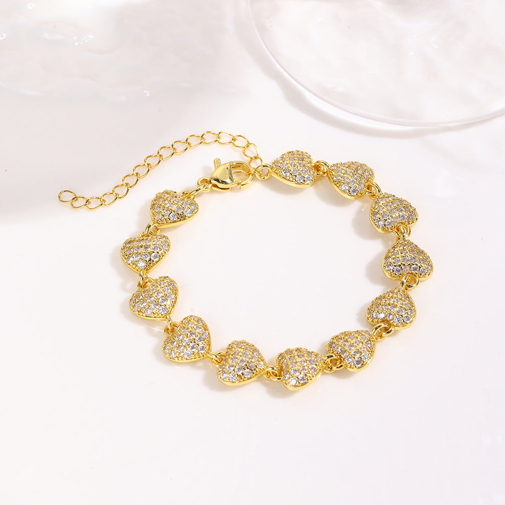 Wholesale Diamond-Encrusted Heart Bracelet