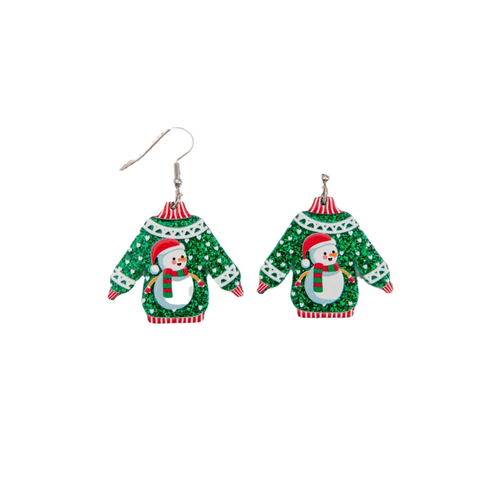 Wholesale  Cute Snowman Print Pendant Earrings Christmas Earrings