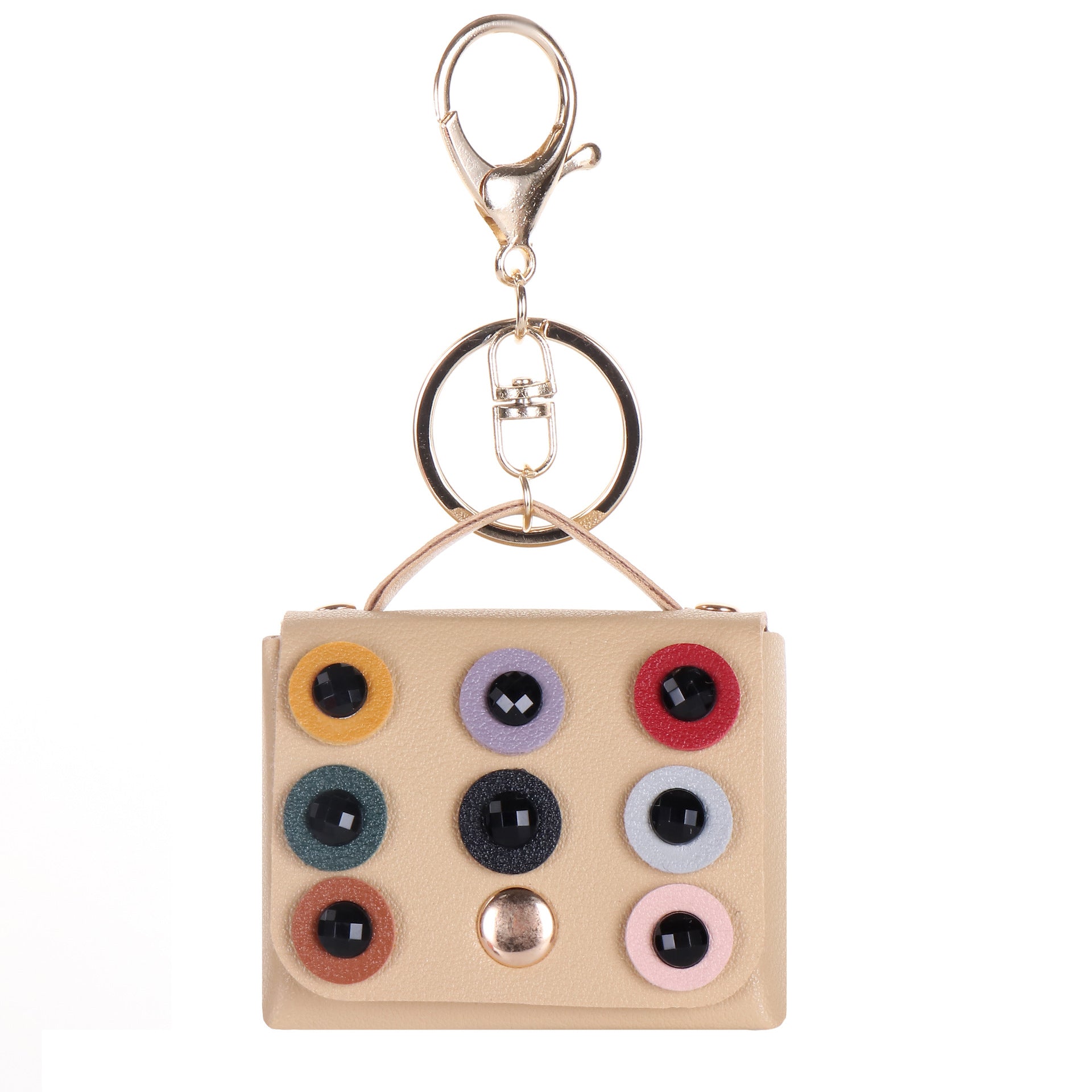 Wholesale Classic Round Diamond Black Leather Bluetooth Earbud Case Keychain Decorative Car Key Accessory Gift For Wedding Boutique Resale
