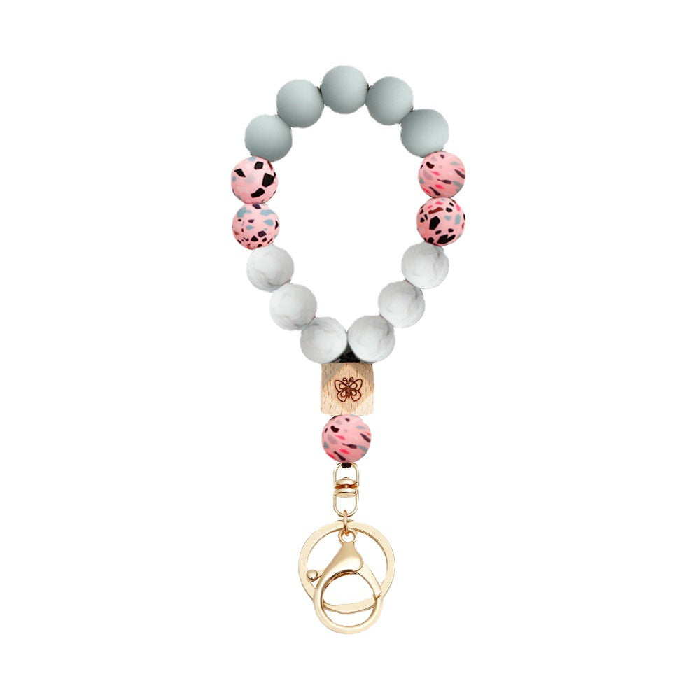 Wholesale Silicone Beads Butterfly Bracelet Bracelet Keychains Wristlet Keychain ACC-KC-Jinz005