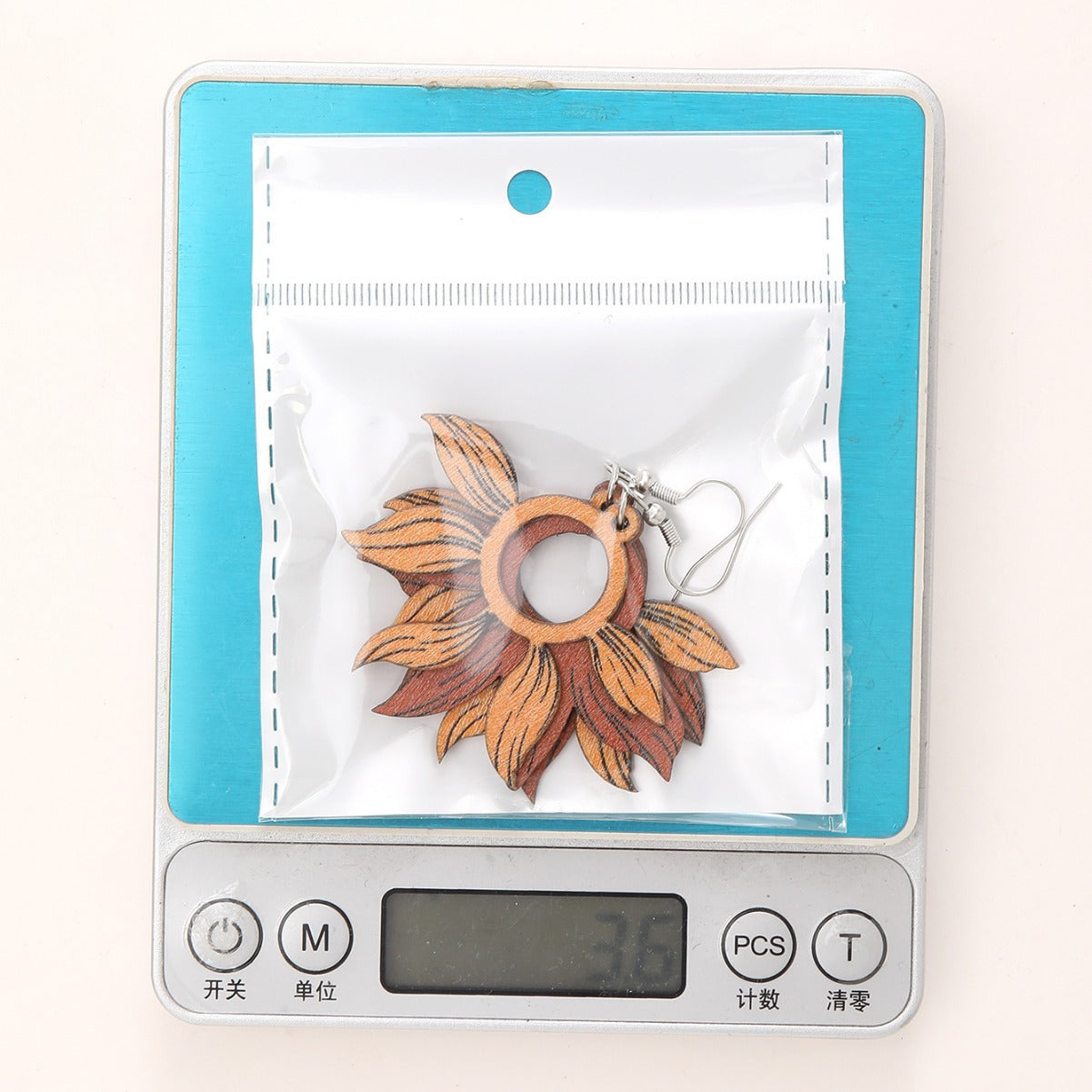 Wholesale  Boho Style Retro Sunflower Hollow Wooden Earrings
