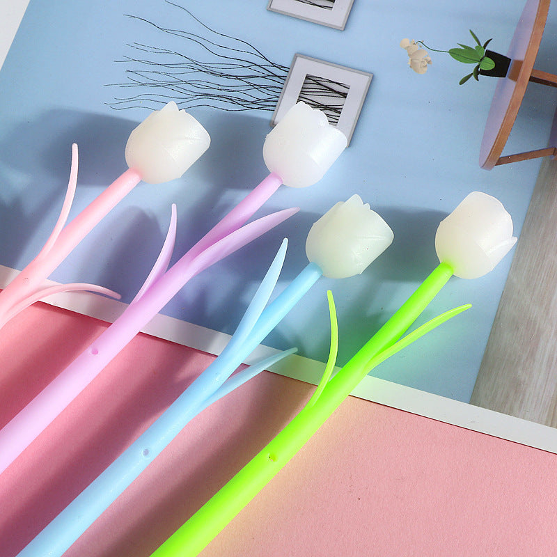 Wholesale Cute creative encounter light discoloration rose modeling soft silicone student gel pen
