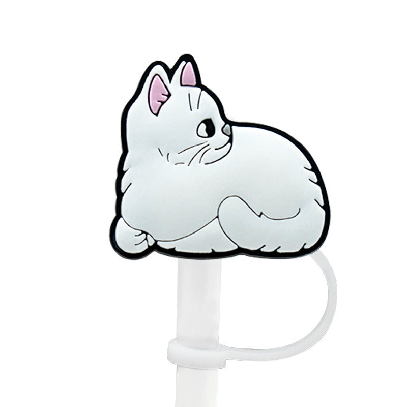 Wholesale 10pcs Cute Cat 10mm PVC Straw Cover Soft Straw Tube Cap ACC-SCR-YiBang013