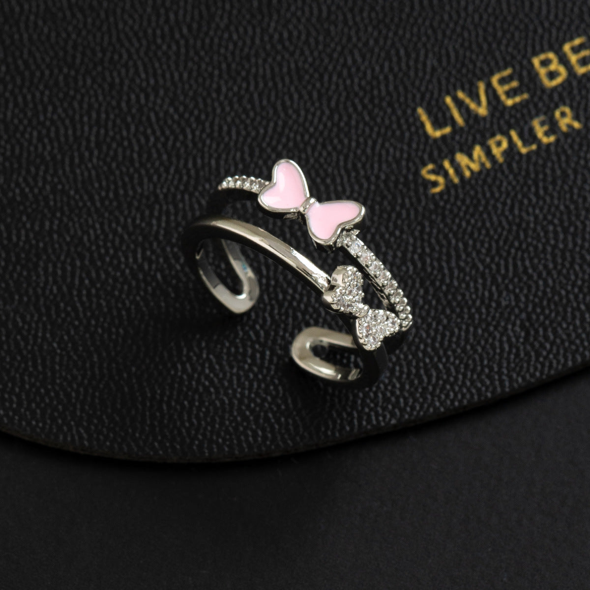 Wholesale Stylish Butterfly Ring Copper Zircon Adjustable Finger Ring Fashion Jewelry Accessory For Resale