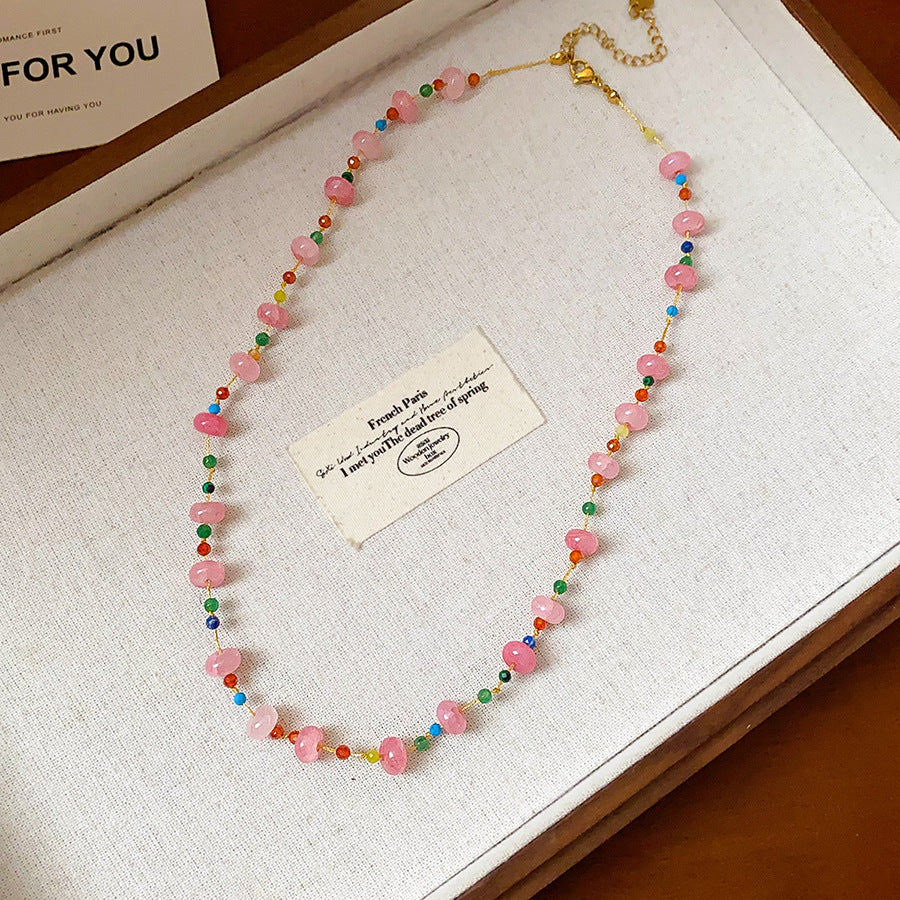 Wholesale Light Luxury Sweet Glass Bead Necklace