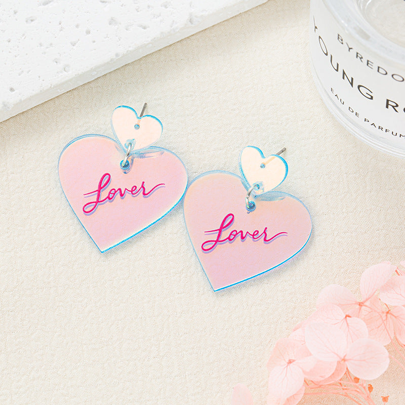 Wholesale Creative Acrylic Earrings Laser Heart Earrings ACC-ES-Jiay012