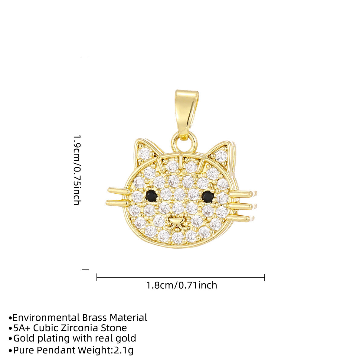 Wholesale Gold Plated Zircon Cat Pendant Necklace Fashion Jewelry Accessory Gift