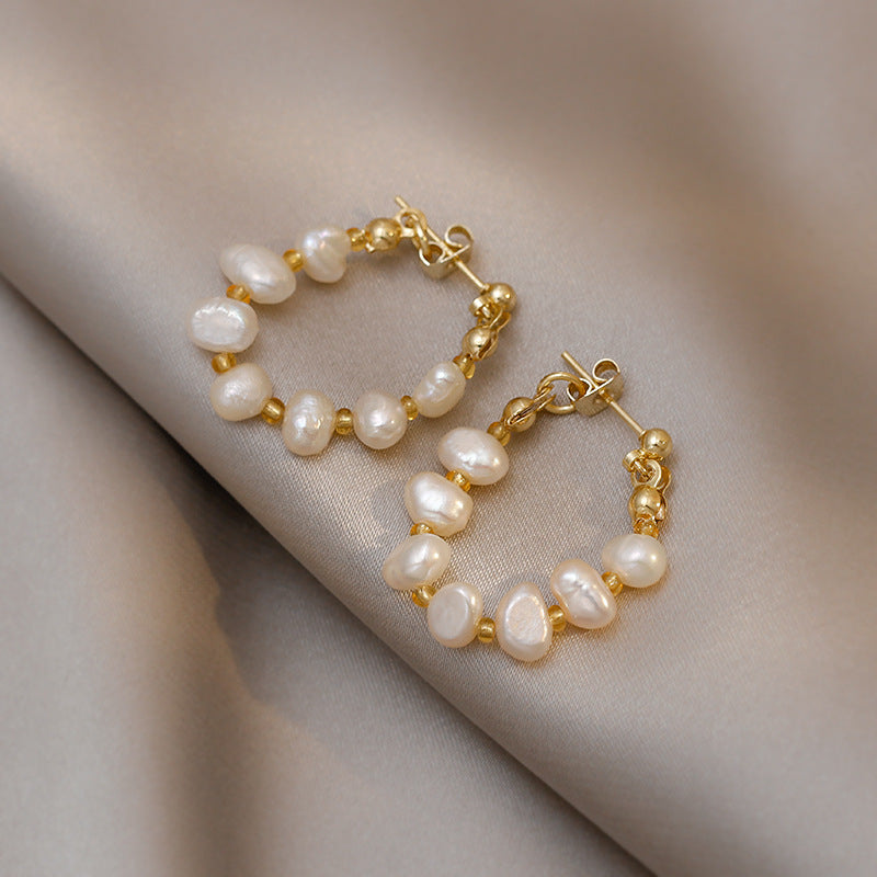 Wholesale Baroque Freshwater Pearl Earrings,  Trendy Geometric Stud Earrings for Women,  Fashion Jewelry Accessory