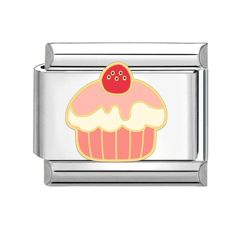 Wholesale Italian Charm Bracelet 9mm DIY Splicing Strawberry Cake Stainless Steel Composable Bracelet