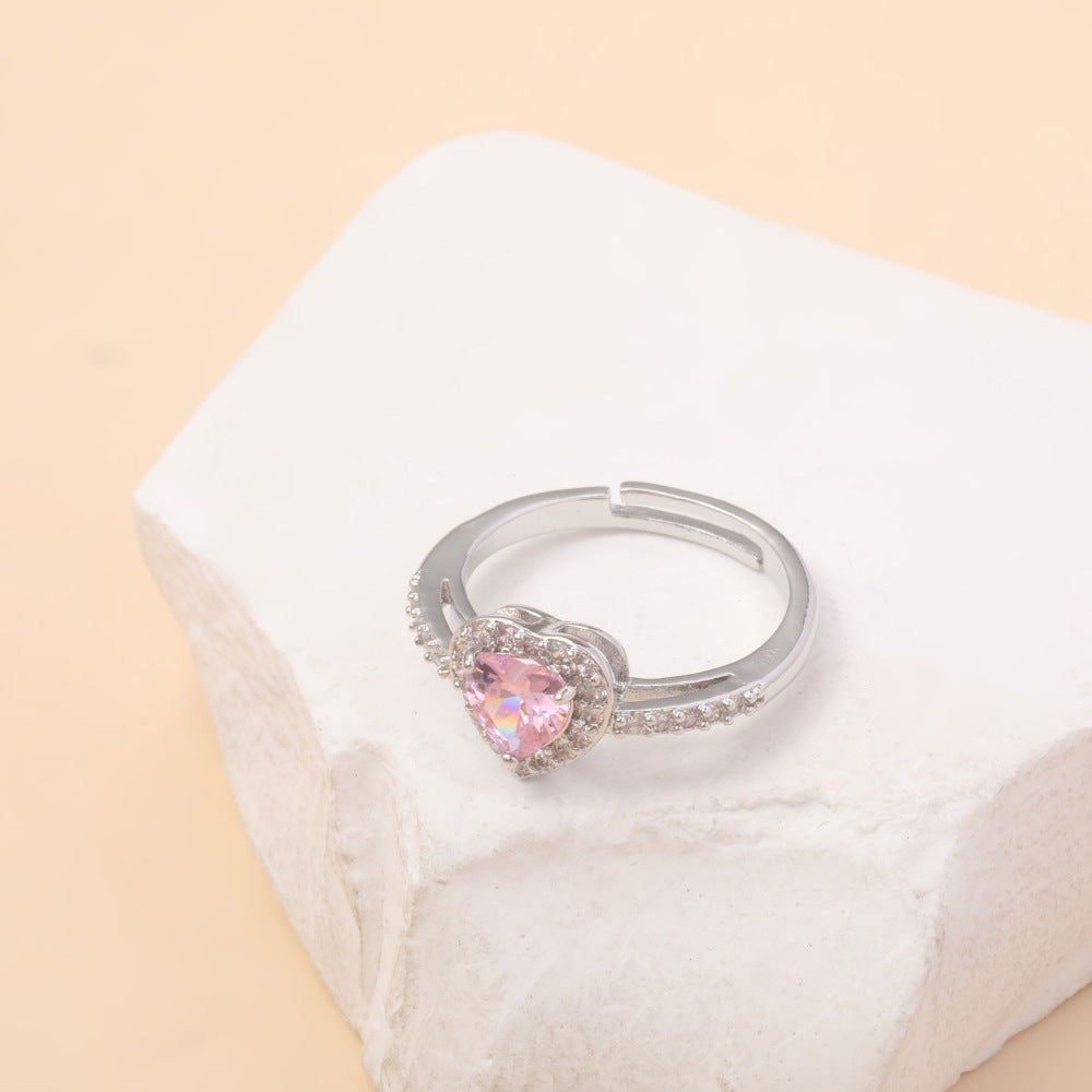 Wholesale copper material single color rhinestone love ring