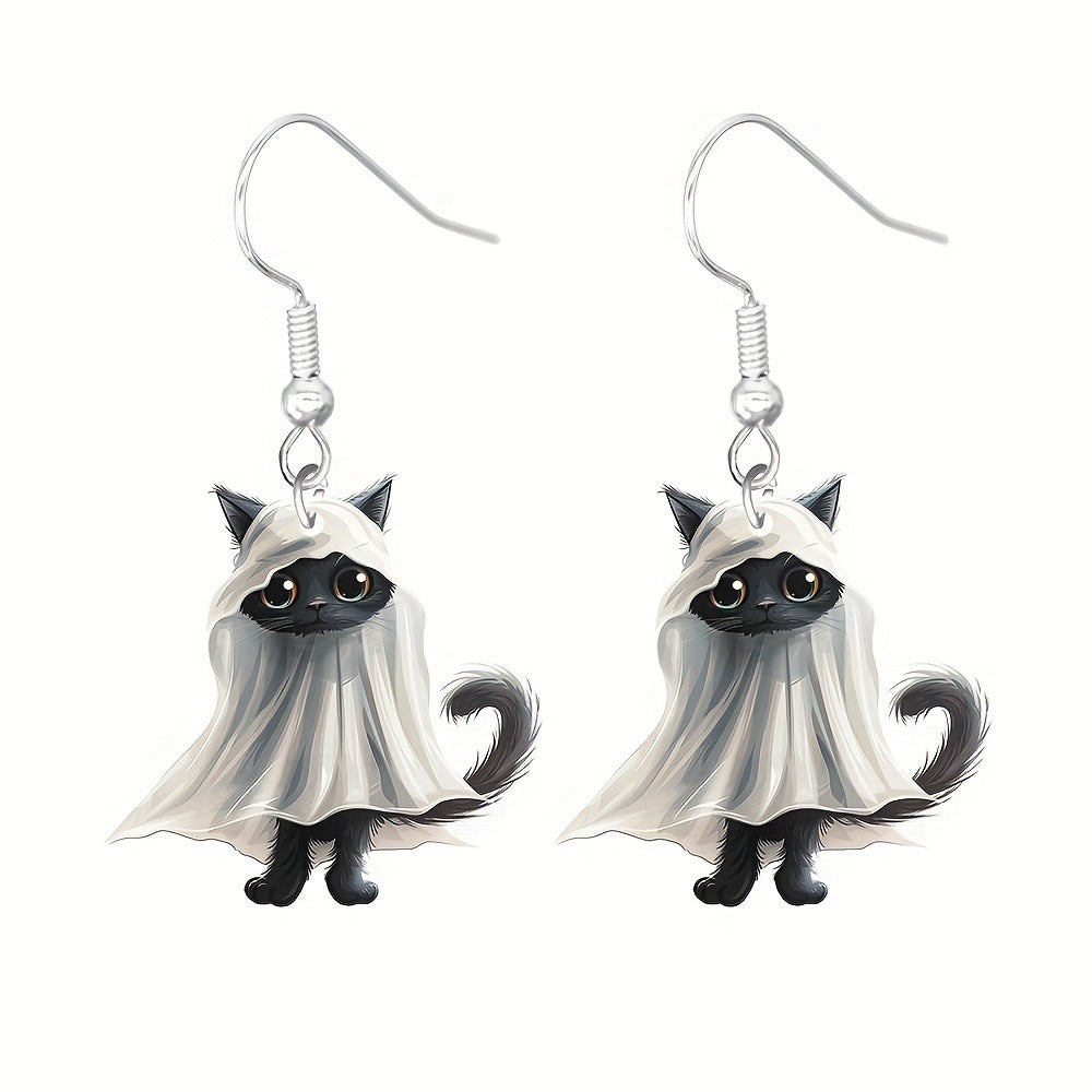 Wholesale  Cute Horror Mummy Cat Acrylic Earrings