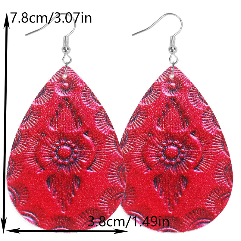 Wholesale Bohemian Flower Geometric Drop Leather Earrings ACC-ES-WeiAn002