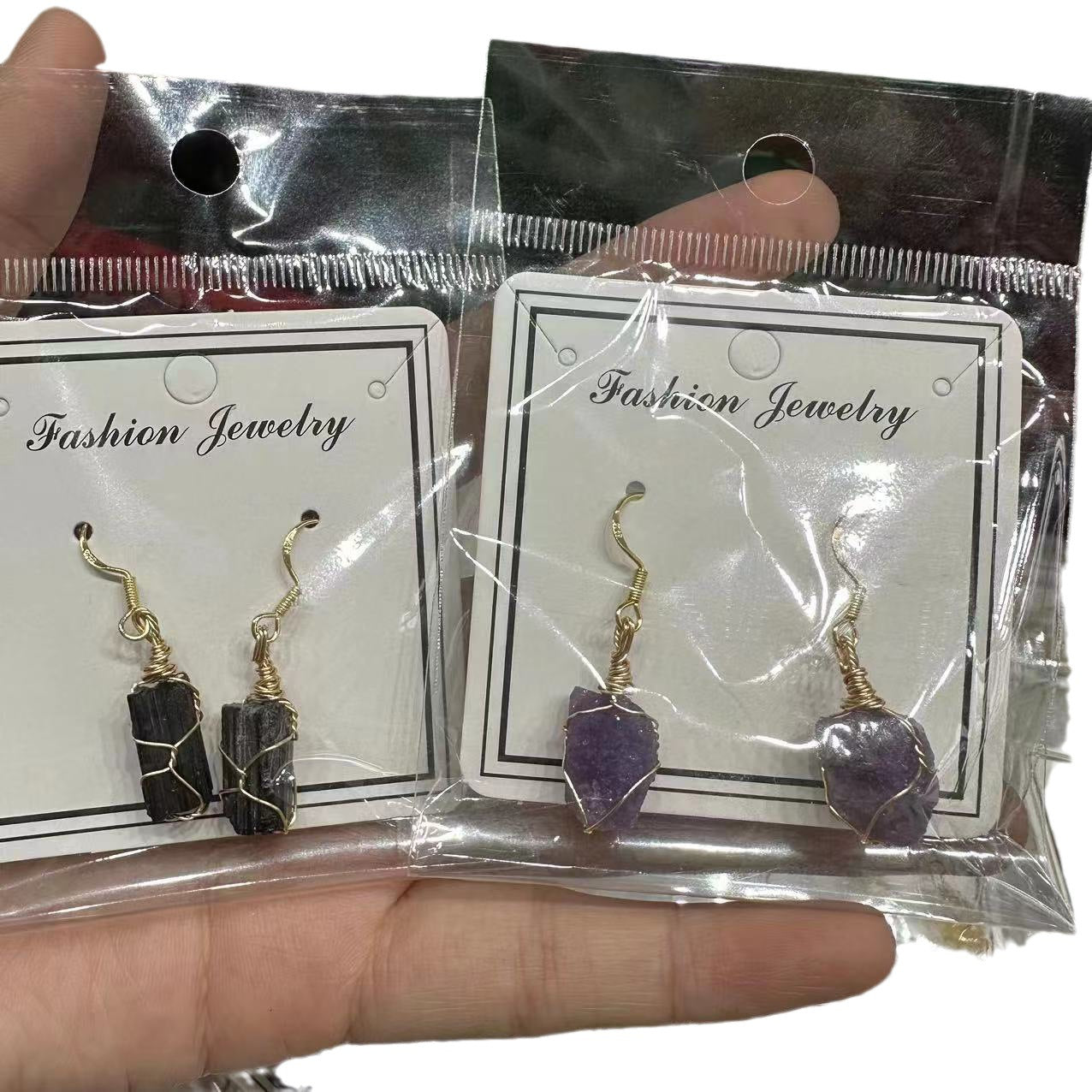 Wholesale Natural Crystal Irregular Rough Stone Handmade 18K Gold Wire Wound Citrine Earrings ACC-ES-XiuK001