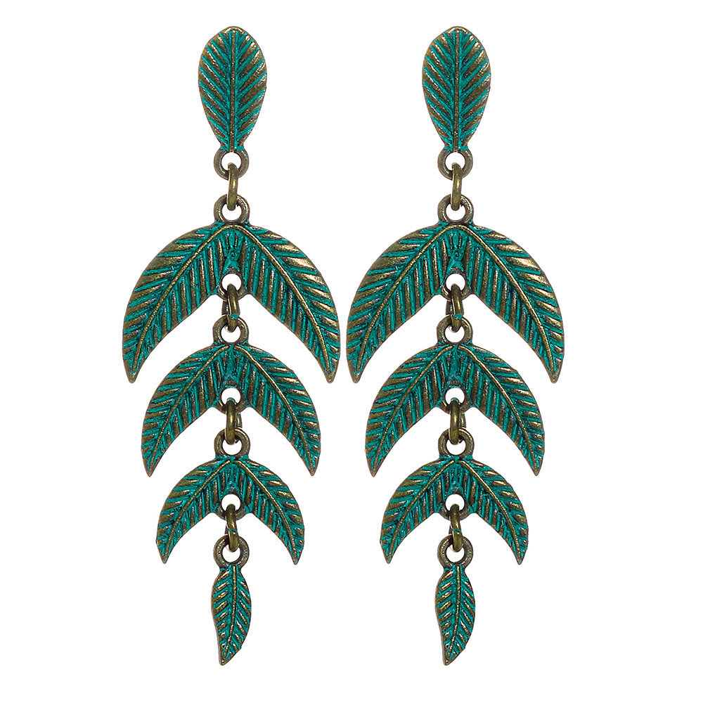 Wholesale Vintage Tree Leaf Alloy Earrings Simple Everyday Fashion Accessory