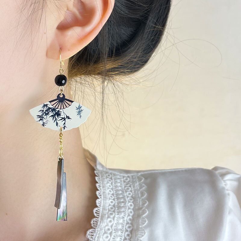 Wholesale Vintage Ethnic Fan Shaped Tassel Earrings