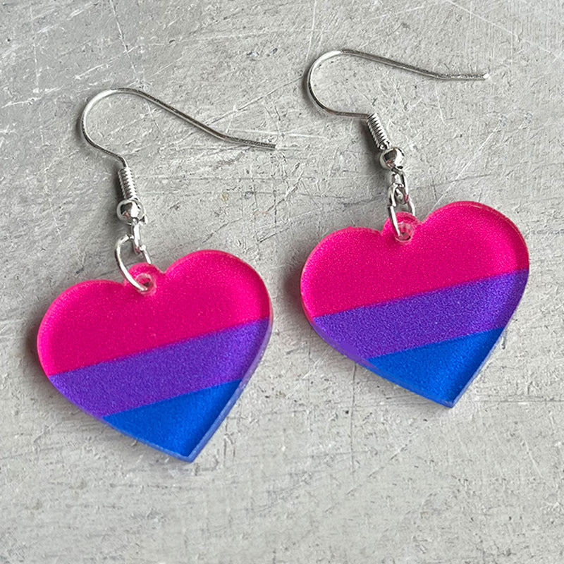 Wholesale 2 Pairs/pack LGBT Rainbow Heart Acrylic Earrings ACC-ES-HY065