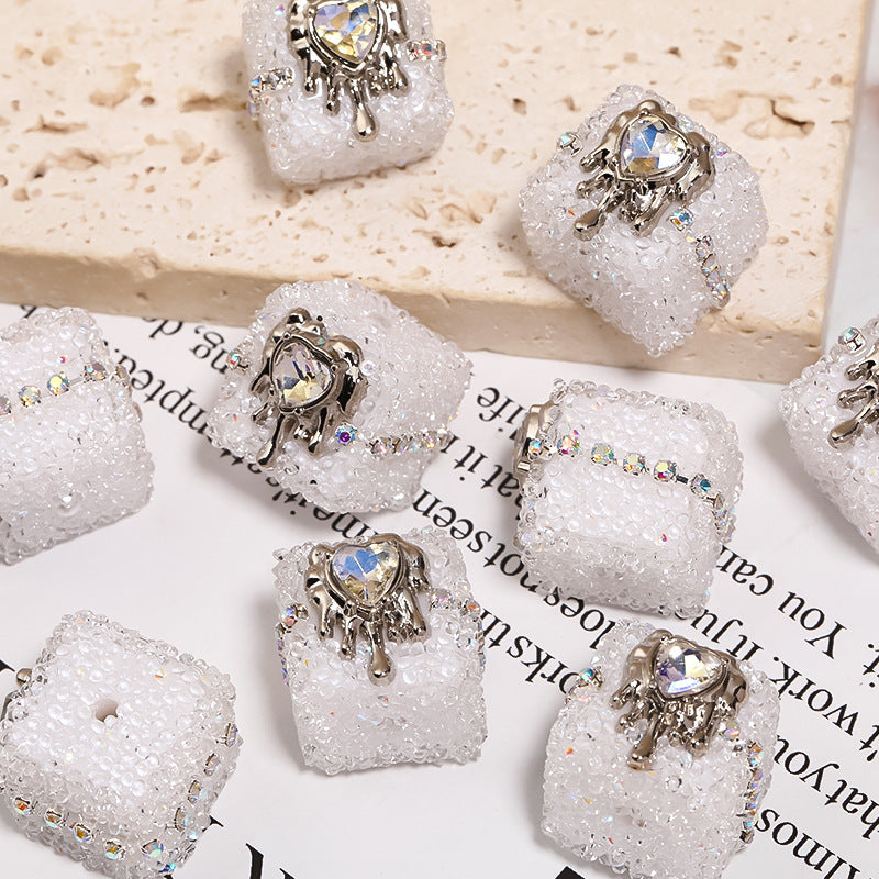 Wholesale of 5pcs/pack of Love Sugar Beads Square Full Diamond Beads ACC-BDS-BLG026
