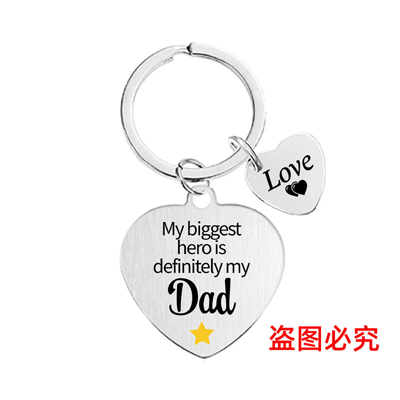 Wholesale Heart Color Print Family Affection Inspirational Holiday Gift Metal Keychain Creative Keychain ACC-KC-Ganggu020