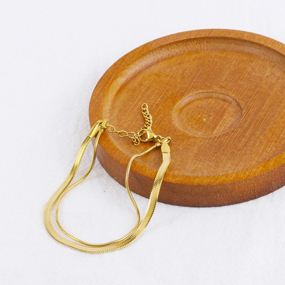 Wholesale Gold Titanium Steel Round Snake Bone Chain Bracelet  ACC-BT-FeiLing001