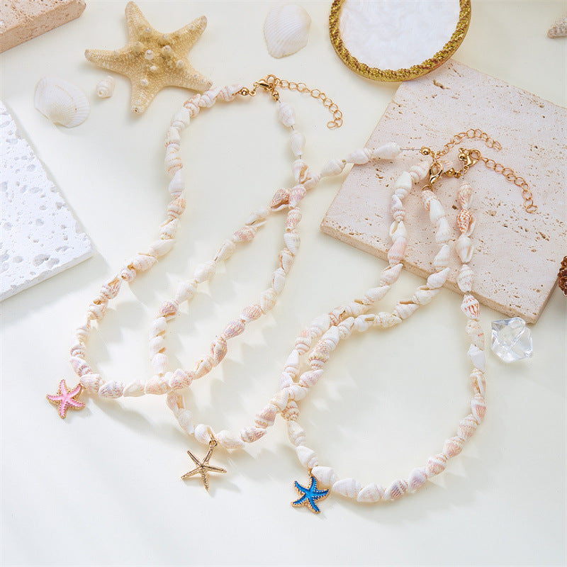 Wholesale  fashion starfish pendant necklace creative  summer conch shell starfish necklace
