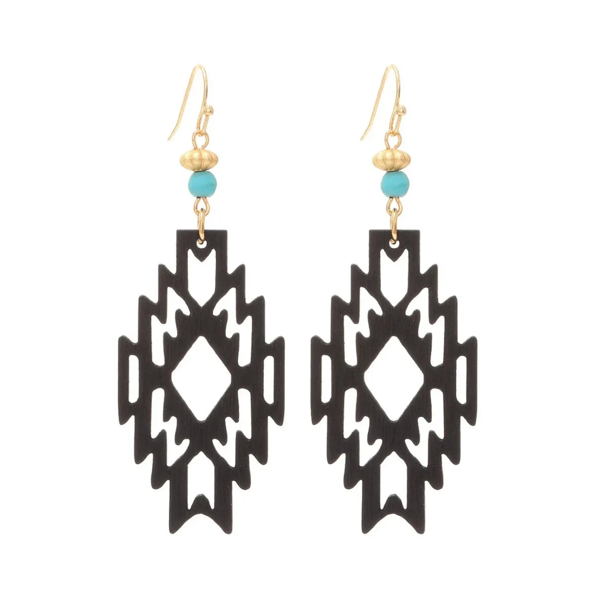 Wholesale Bohemian Hollow Wooden Earrings Diamond Pendant  Earrings