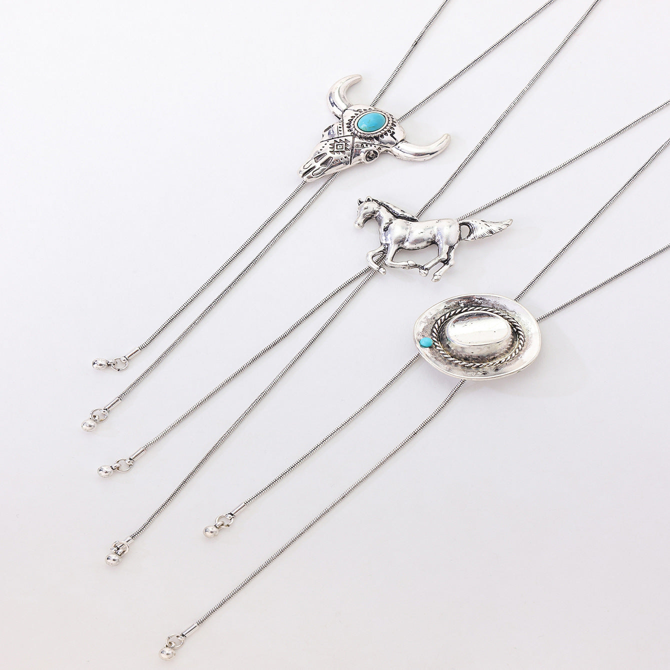 Wholesale Retro Western Cowboy Hat Pendant Layering Necklace For Women Fashion Jewelry Gift