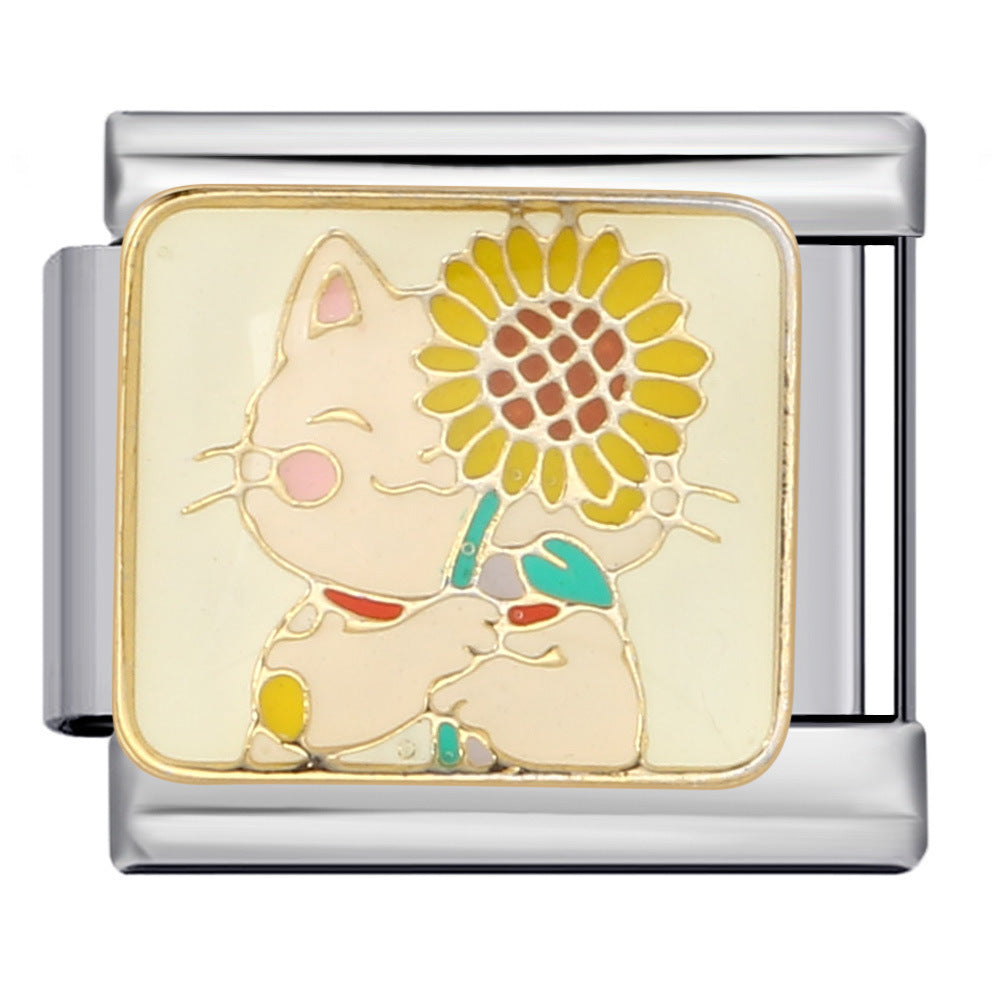 Wholesale 5pcs Italian Charm Bracelet 9mm DIY Splicing Cartoon Animal Stainless Steel Composable Bracelet